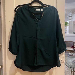 Teal green beaded blouse